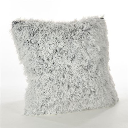 SARO LIFESTYLE SARO 1593.W18S 18 in. Square Juneau Two-tone Faux Fur Pillow with Down Filled  White 1593.W18S